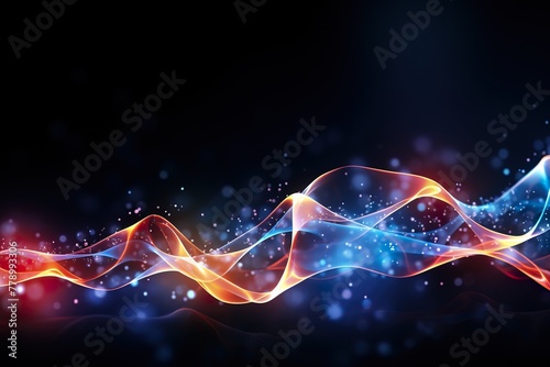 Abstract background with neural network waves wallpaper, illustration.