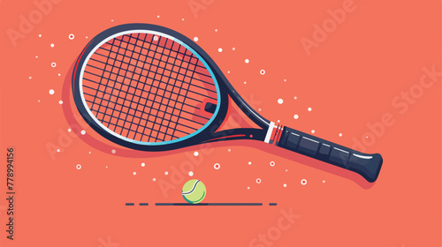 Tennis racket flat icon of vector illustration 2d f