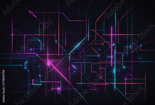 Geometric Illumination: Explore the Digital Frontier Where Neon Shapes and Forms Interlock and Intersect, Creating a Dazzling Display of Geometric Illumination That Transforms the Darkness Into