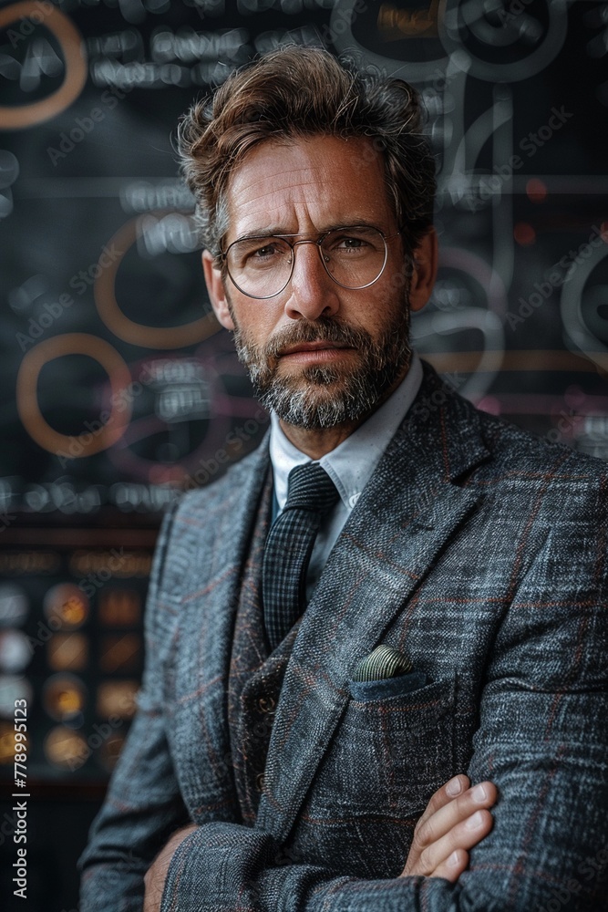Businessman facing entrepreneurial challenges in stormy weather, 2D surreal fantasy Businessman facing entrepreneurial challenges in stormy weather, 2D surreal fantasy