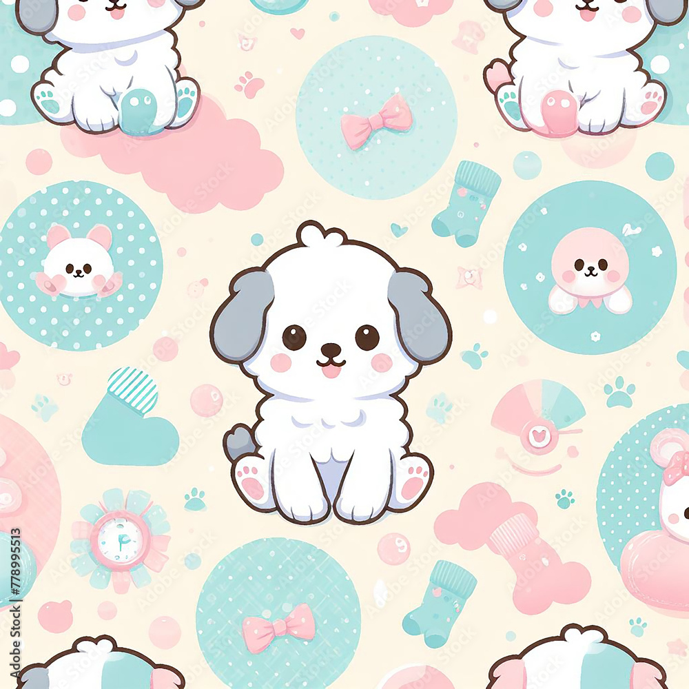 Dogs themed Colorful cute baby and children patterns Dogs themed Colorful cute baby and children patterns