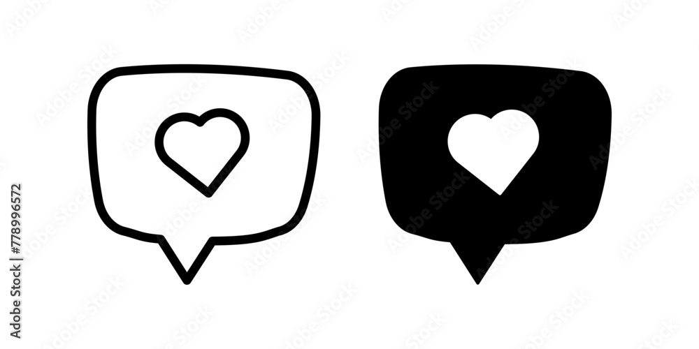 Love Heart icon. speech bubble sign. flat illustration of vector icon for web Love Heart icon. speech bubble sign. flat illustration of vector icon for web