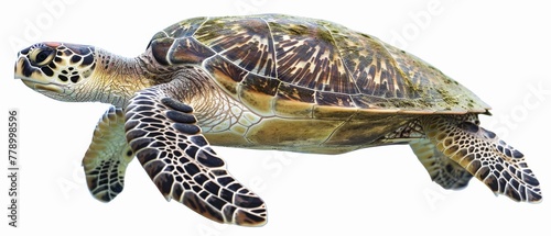 Isolated turtle on white background with clipping path.