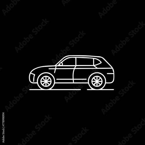 Car icon vector line illustration 