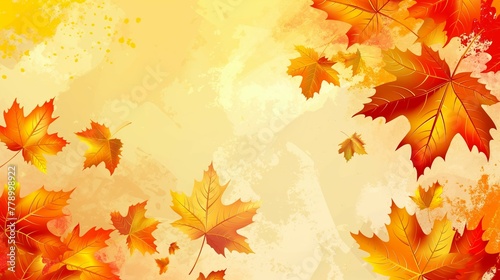 autumn background with yellow and orange maple leaves