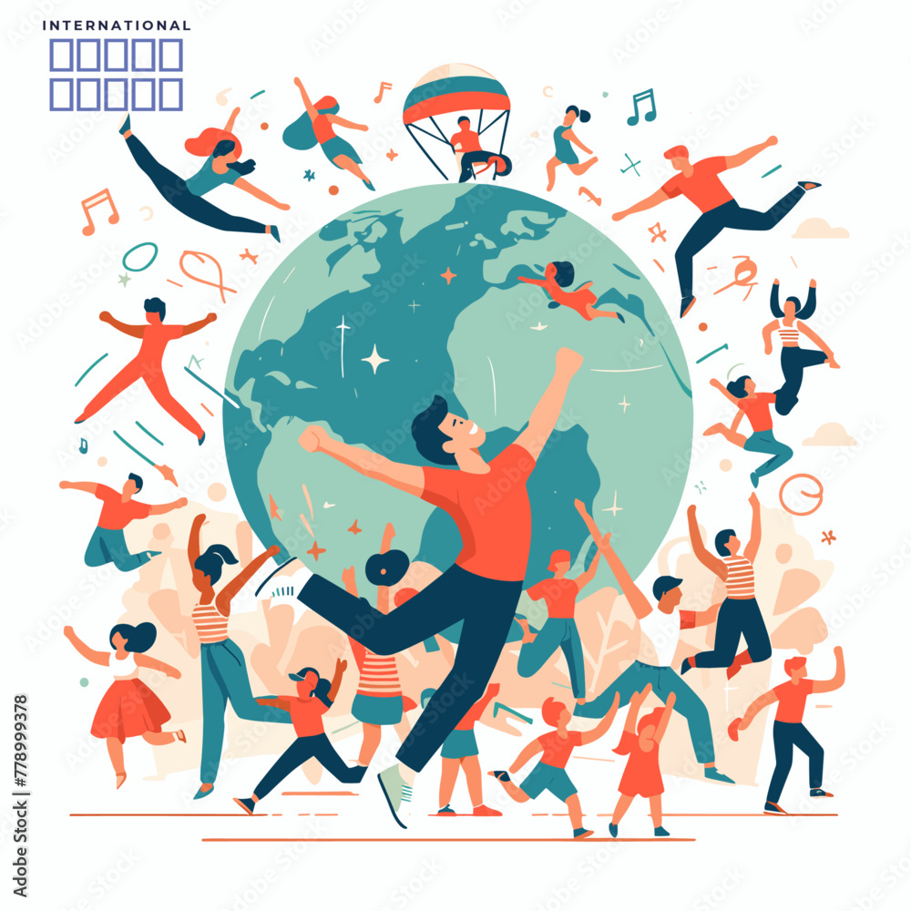 Flat illustration for international dance day celebration
