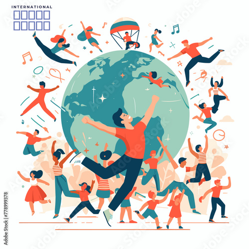 Flat illustration for international dance day celebration