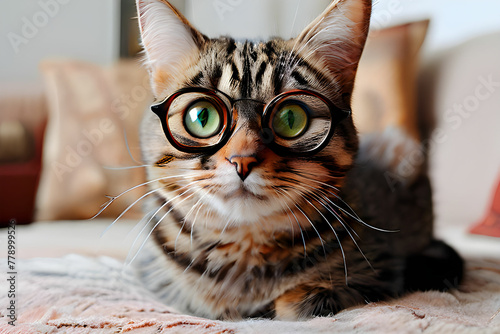 a bespectacled cat photo