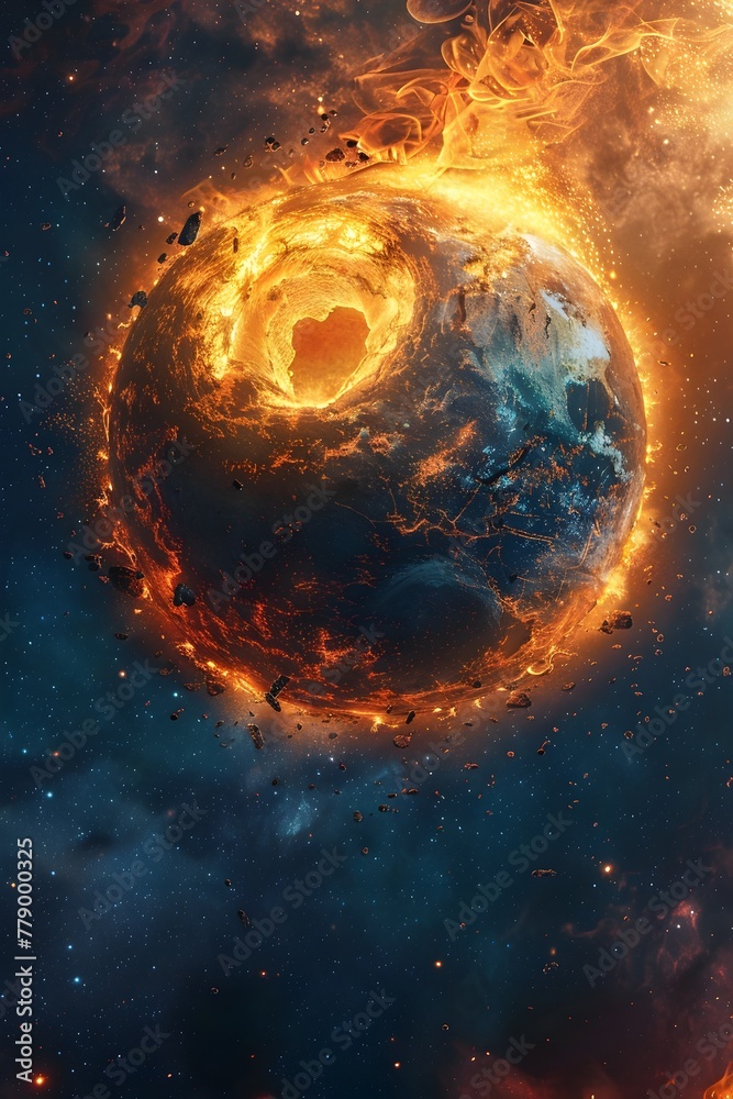 Fiery Core of a World Erupting into the Cosmic Arena