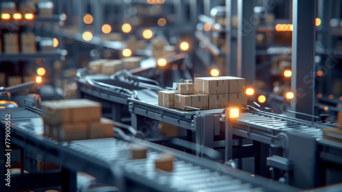 Wallpaper Mural A busy packaging and labeling facility with conveyor belts and automated machines, momentarily still but ready to package and label products efficiently Torontodigital.ca