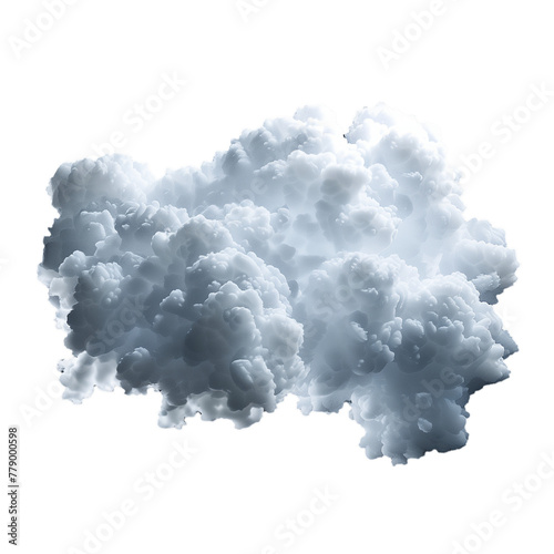 3D illustration of a white cloud isolated on transparent background.