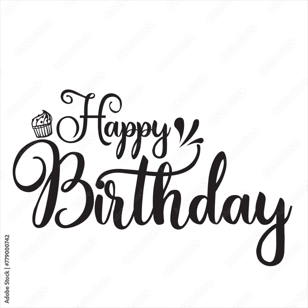 Happy Birthday typography lettering vector illustration. Happy Birthday card with modern calligraphy.