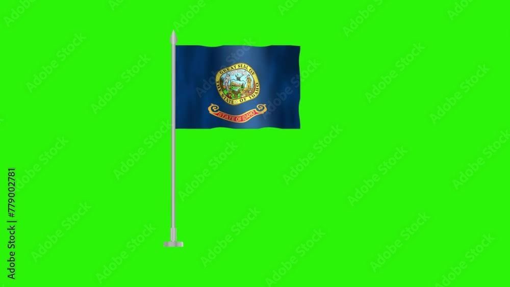 Flag of Idaho, Pole flag of Idaho on Green screen chroma key, USA ...