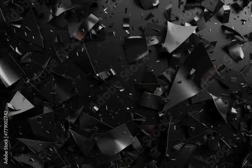 Black abstract 3D illustration with sharp edges and shapes
