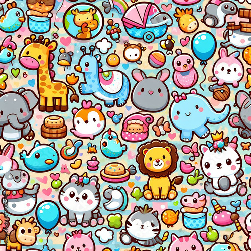 Animal themed Colorful cute baby and children patterns