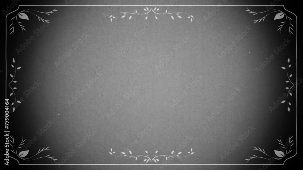 Retro effect. Recreated frame from a silent film era. Old text frame in the style of silent movies. Flickering film projector background.