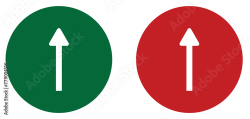 Green Up and Red Down Arrow Icons with Rounded Edges. Vector Image