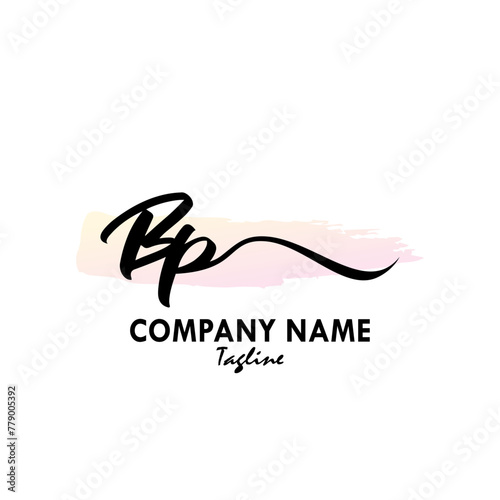 BP Watercolor Initial Logo Design Vector