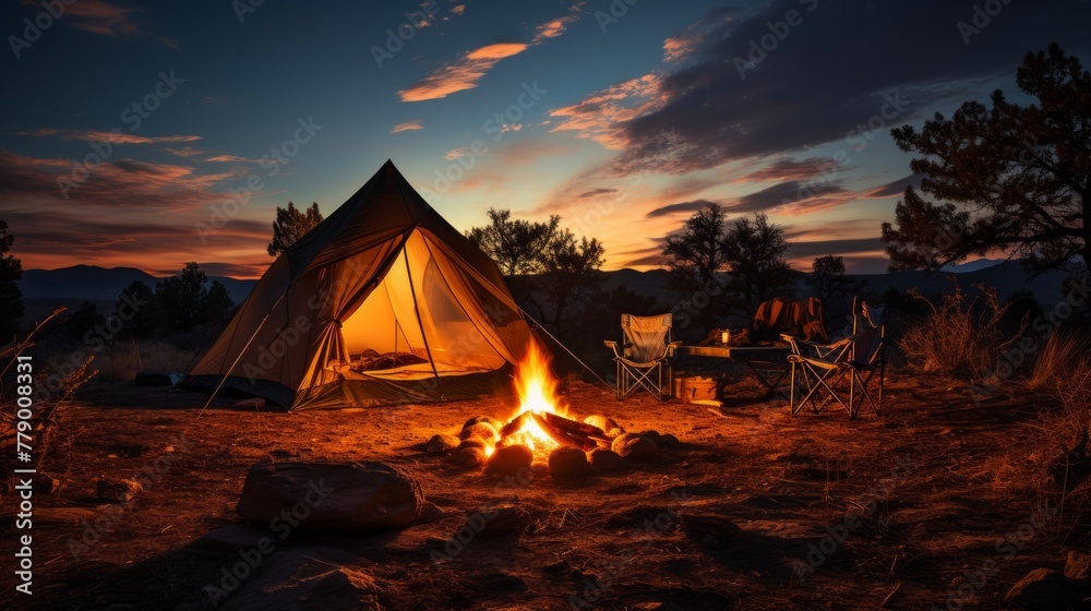 Camping under the Stars in the Great Outdoors - obrazy, fototapety, plakaty 
