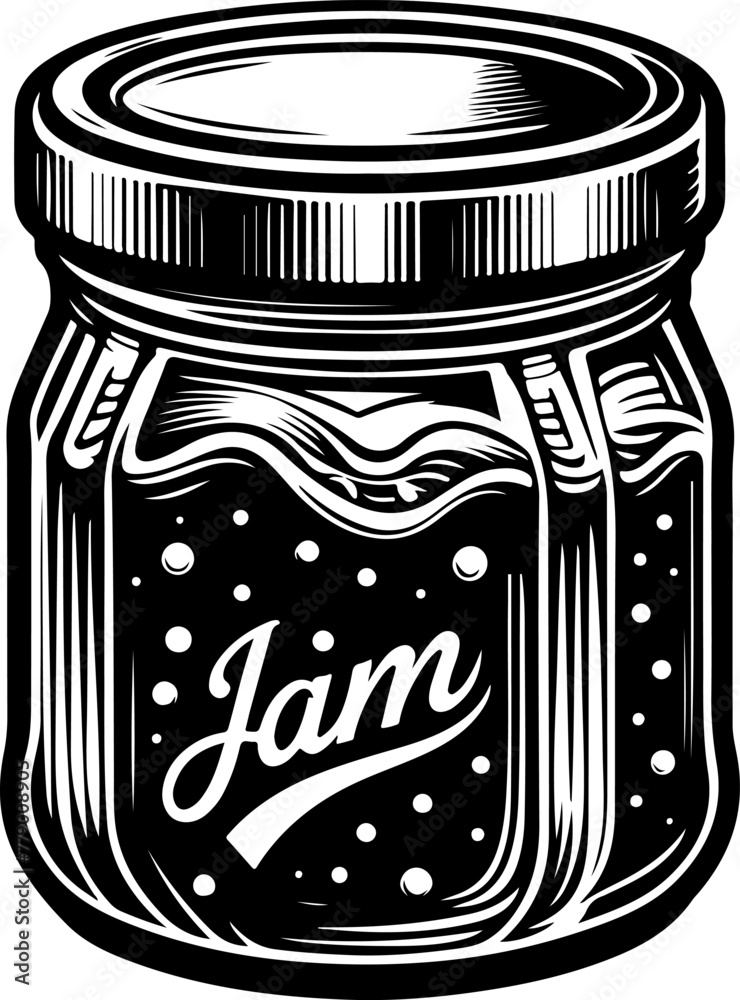 Jam jar black outline illustration coloring book. Jam jar black outline illustration coloring book.