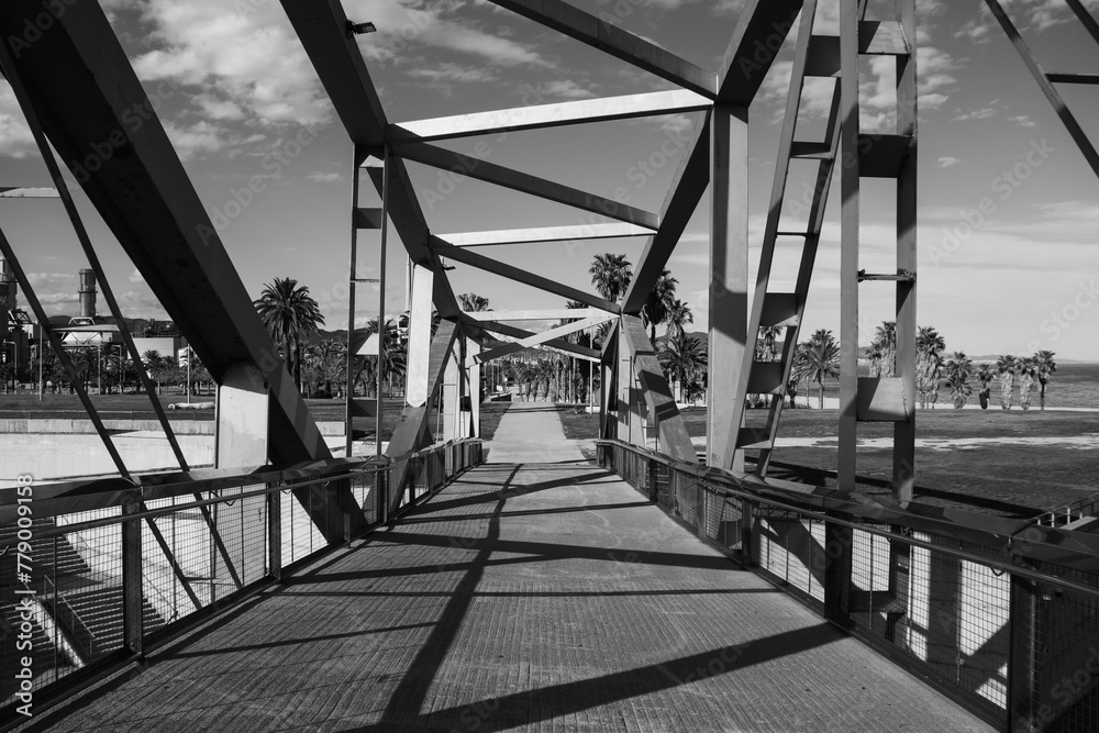 Fototapeta premium Architecture in Forum of Cultures, Barcelona, Photovoltaic pergola 