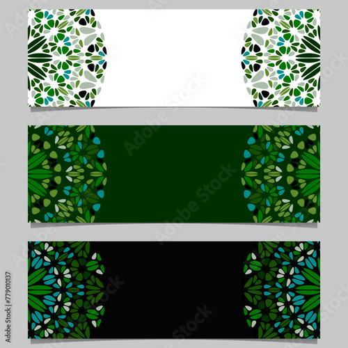 Geometrical abstract flower mandala banner background set - colorful vector graphic elements with floral mandalas