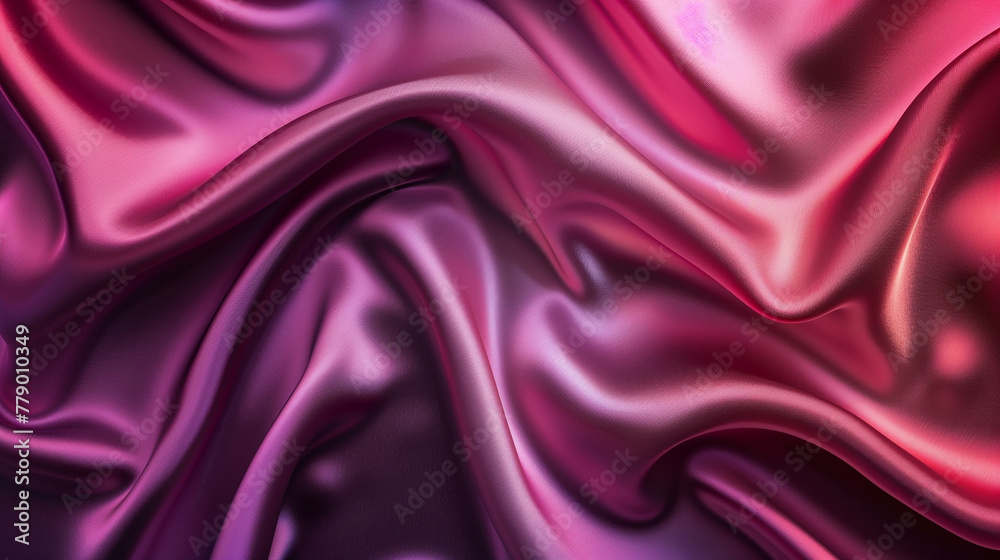 Fototapeta premium Purple shiny satin wavy fabric background