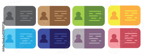 ID Card icon set. ID Card with Circle tick approved symbol. Driver's license Identification card icon symbol, vector illustration.