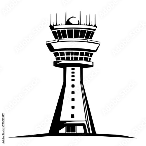 Airport Control Tower Logo Monochrome Design Style