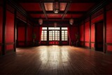 Empty classic red chinese room
