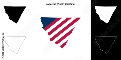 Cabarrus County (North Carolina) outline map set
