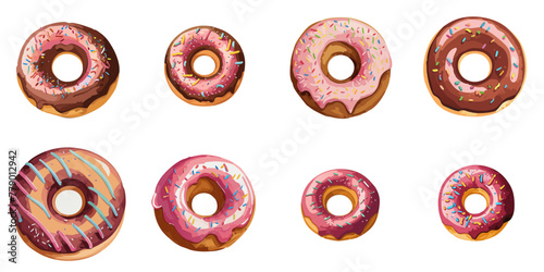 Vector illustration of multiple donuts in watercolor style photo