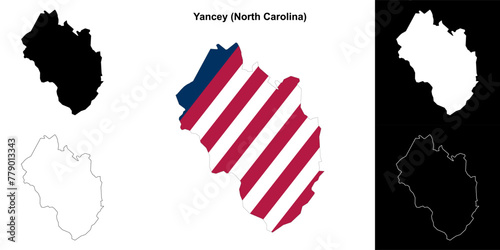 Yancey County (North Carolina) outline map set photo