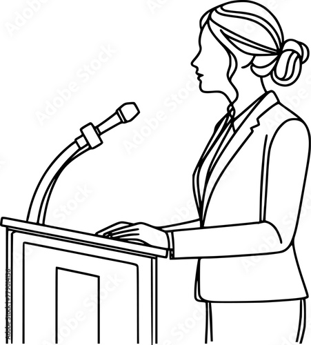 Politician woman give speech illustration