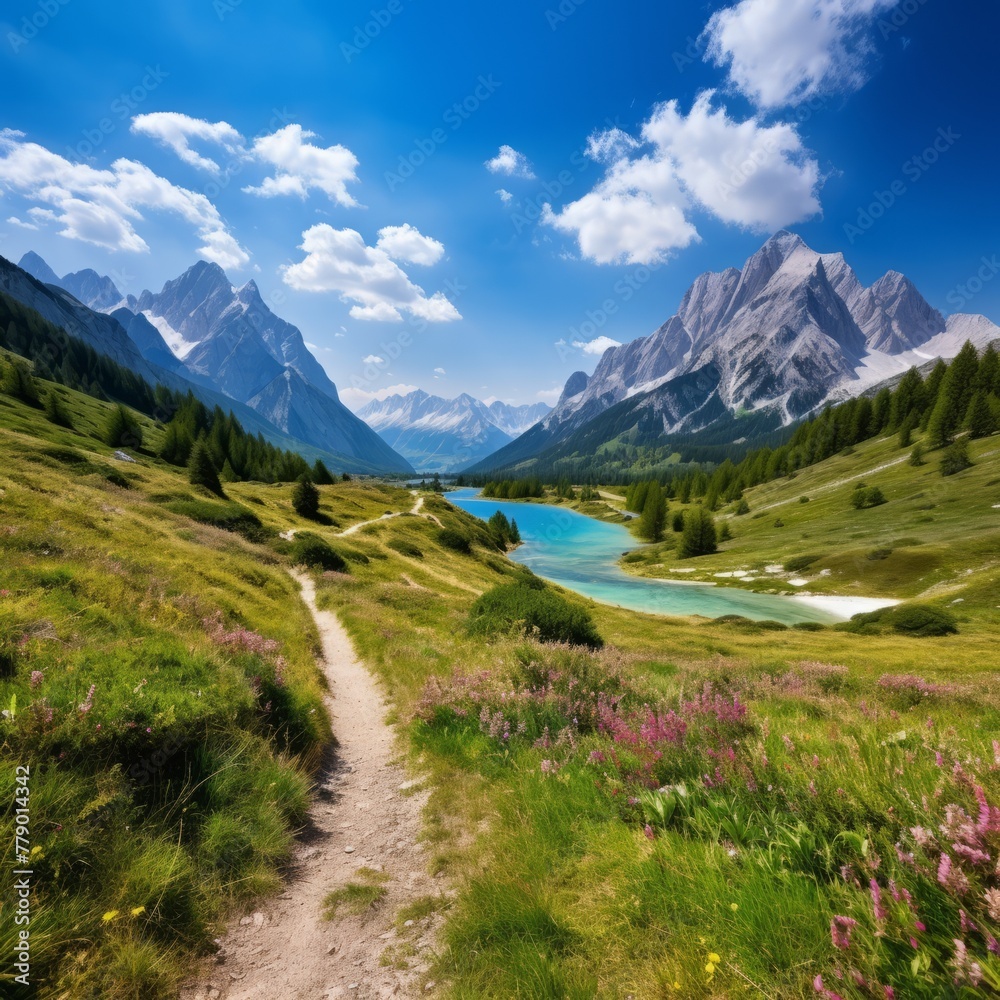 The Enchanting Beauty of a Mountain Lake in the Alps