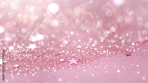 Dreamy pink background with sparkling little stars - A magical image with small stars scattered over a dreamy pink gradient backdrop for a touch of whimsy