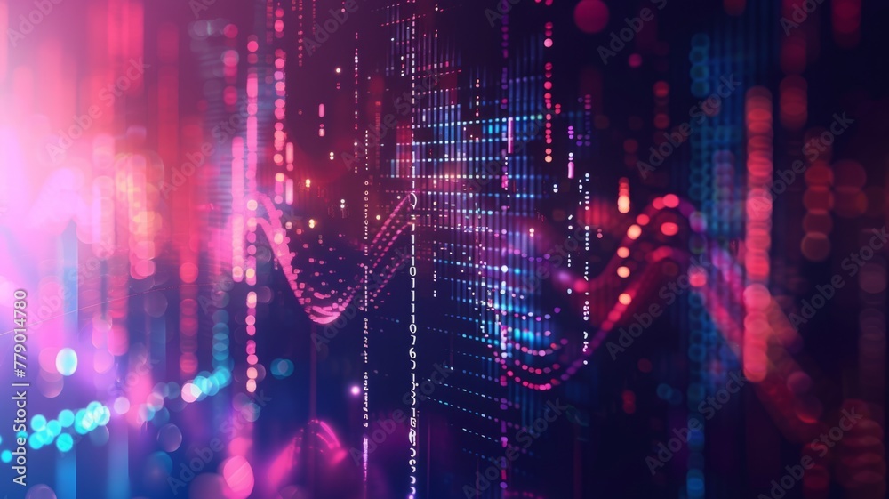 Vibrant digital data stream visualization - A stunning display of vibrant colors mimicking a dynamic flow of data streams, symbolizing the digital era's connectivity