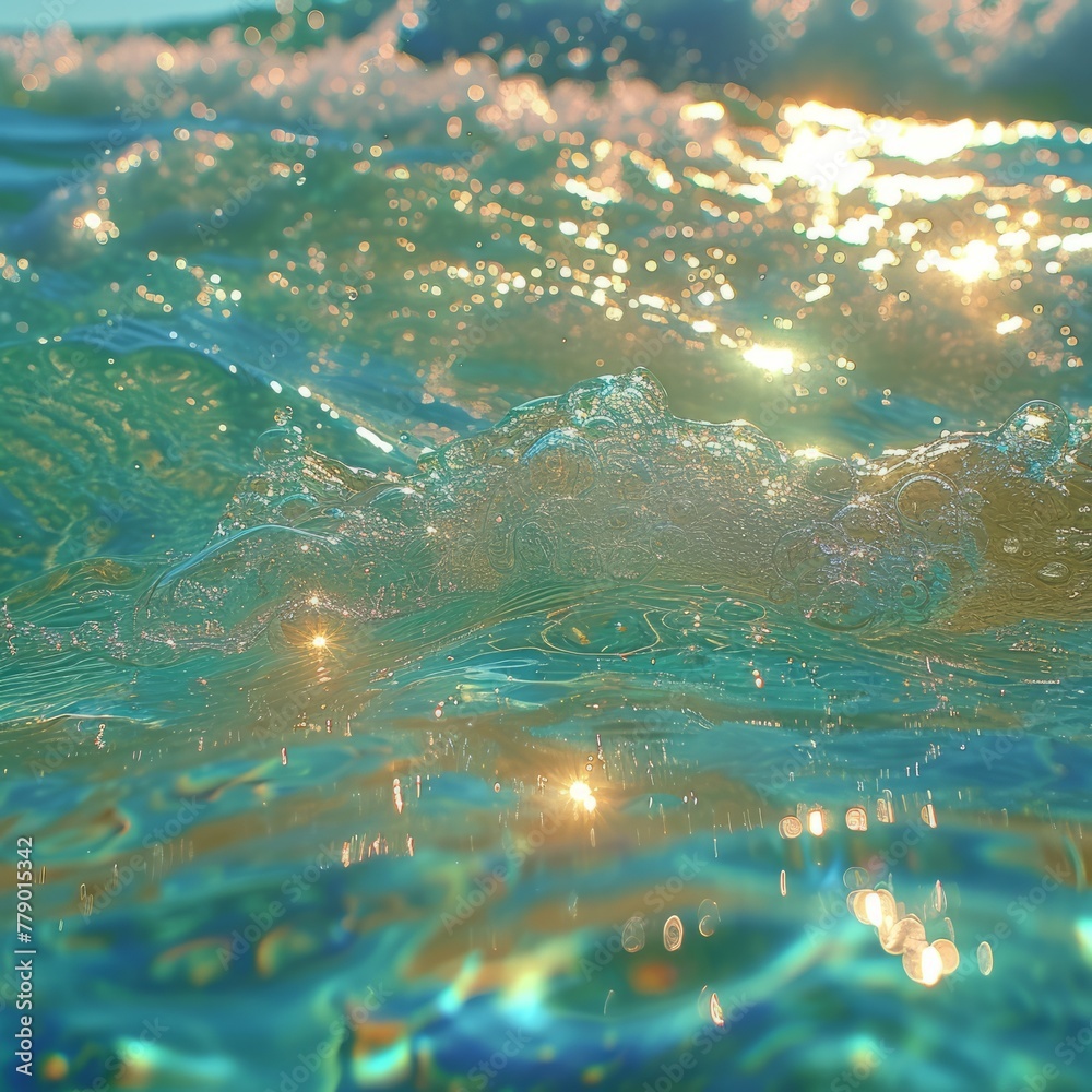Sunlight shining through ocean waves Sunlight shining through ocean waves