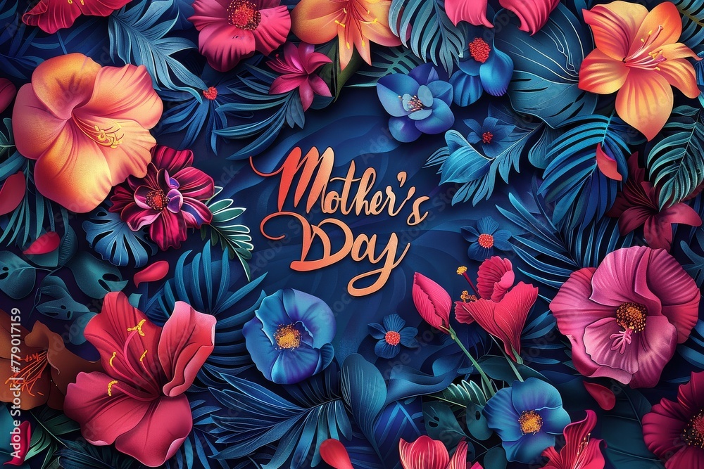Graceful lettering with vibrant flower design, perfect for celebrating Mother's Day. Graceful lettering with vibrant flower design, perfect for celebrating Mother's Day.