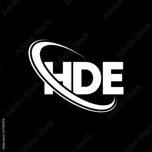 HDE logo. HDE letter. HDE letter logo design. Initials HDE logo linked with circle and uppercase monogram logo. HDE typography for technology, business and real estate brand.