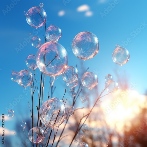 ethereal bubbles float in the sky