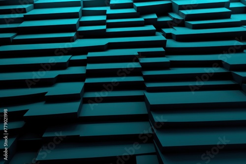 Turquoise and black modern abstract squares background with dark background in blue striped in the style of futuristic chromatic waves, colorful minimalism pattern 