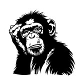 Curious chimpanzee scratches head Logo Design