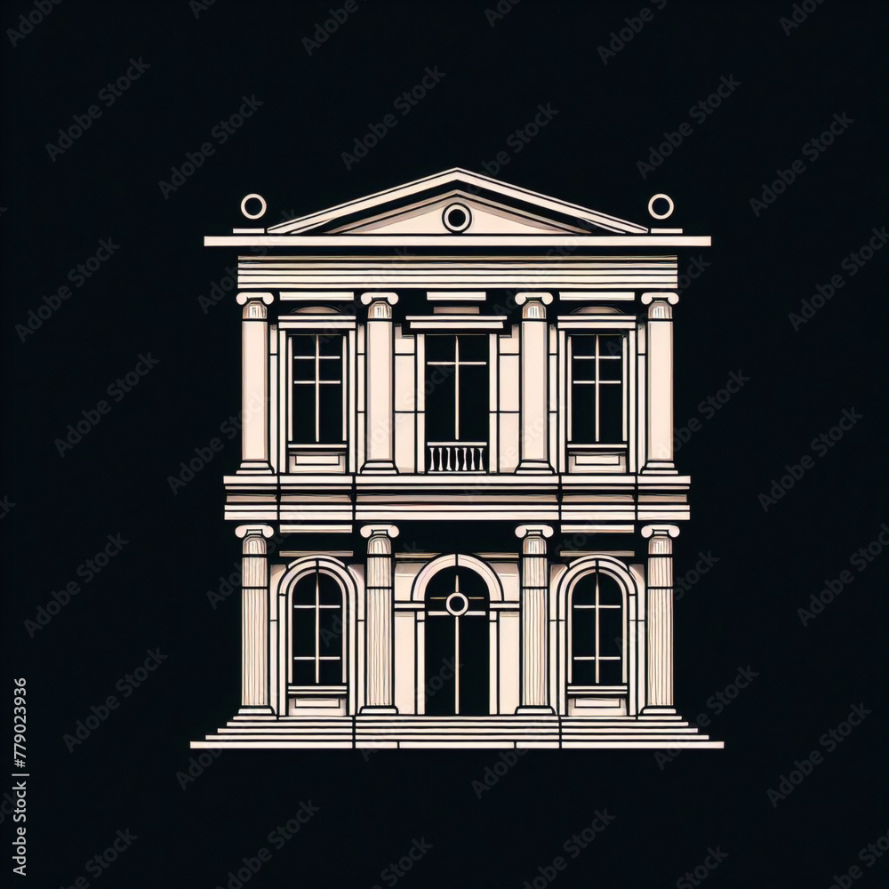 Fototapeta premium Details, elements of buildings classical architecture. Isolated on a black. Templates for art, design.