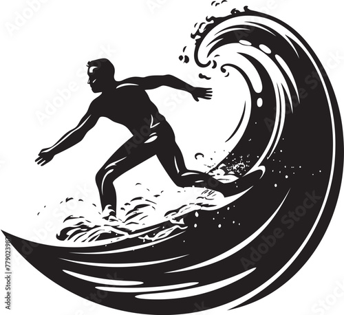 Surfing Elegance Stylish Surfer Guy Vector Logo Ocean Glide Guy Surfing Vector Logo Design