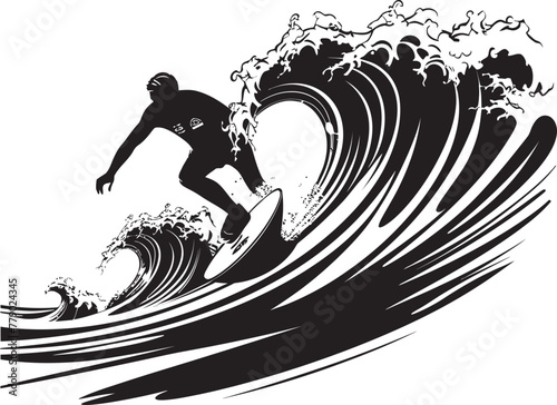 Surfing Serenade Melodic Guy Surfing Vector Logo Wave Voyage Journeying Guy Surfing Vector Logo Design