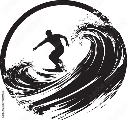 Wave Warrior Brave Guy Surfing Vector Logo Surfer Signature Personalized Guy Surfing Vector Logo Design