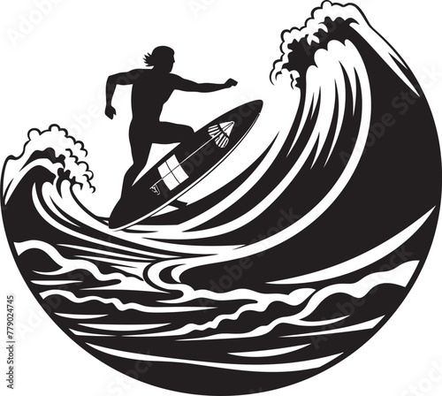 Surfer Splash Dynamic Guy Vector Logo Riding Waves Coastal Carver Vector Logo of a Guy Navigating the Surf