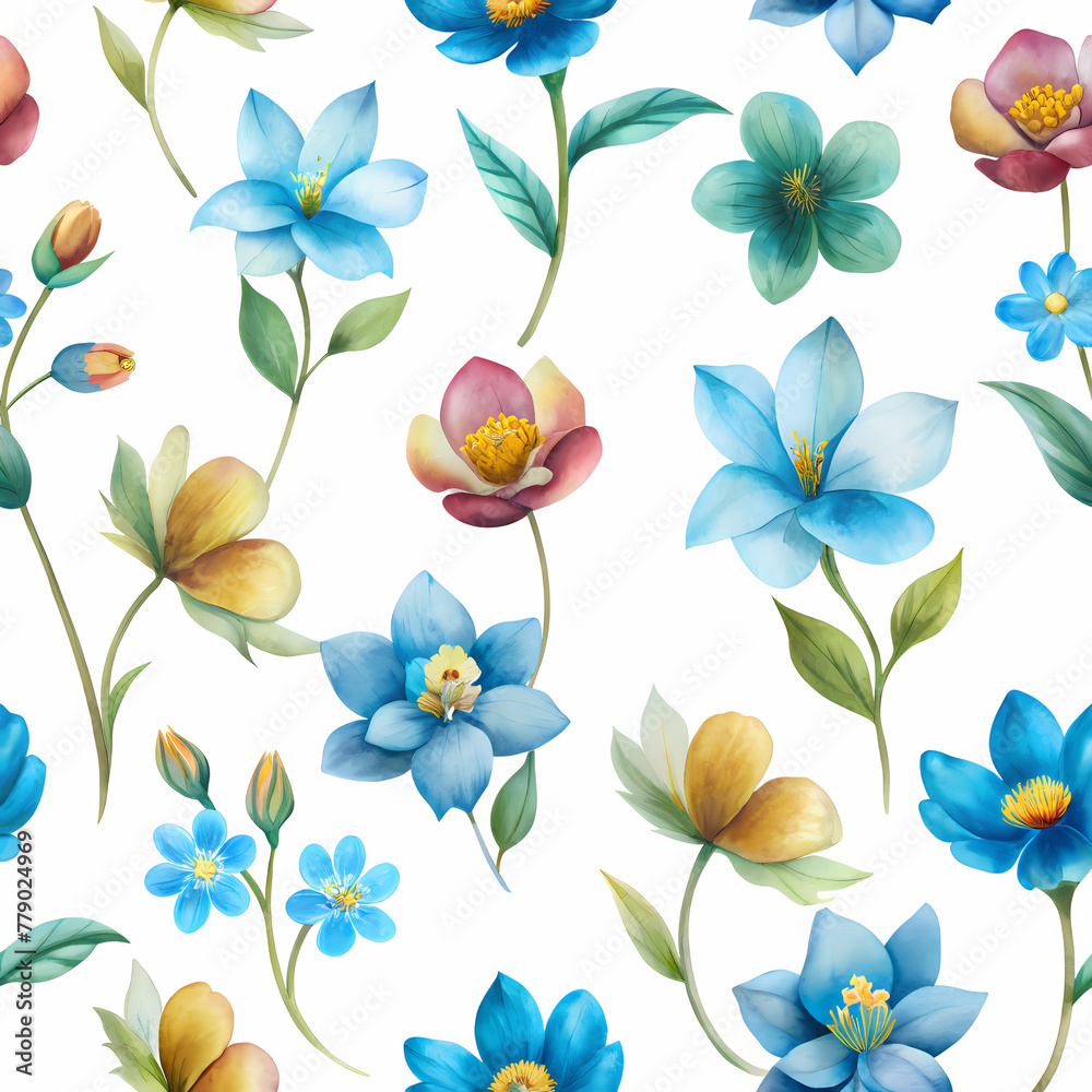 Vibrant watercolor flowers seamless background 3 Vibrant watercolor flowers seamless background 3