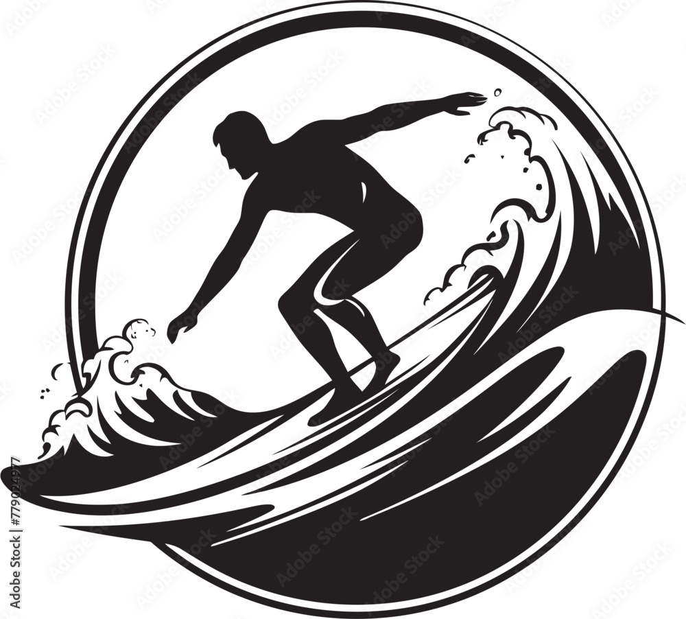 Aqua Aura Radiant Guy Surfing Vector Logo Icon Coastal Charm Charming Guy Surfing Vector Logo Design